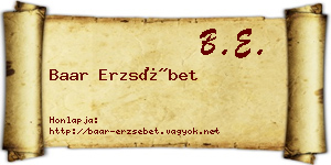 Baar Erzsébet névjegykártya